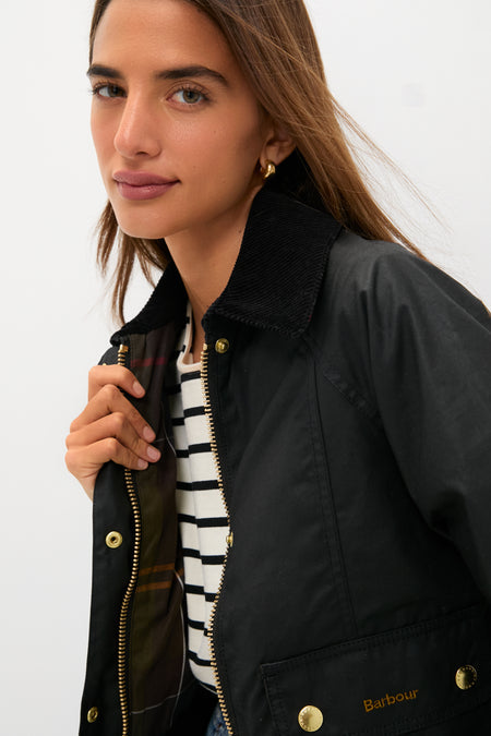 Ws Cropped Beadnell Wax Jacket Black/Classic