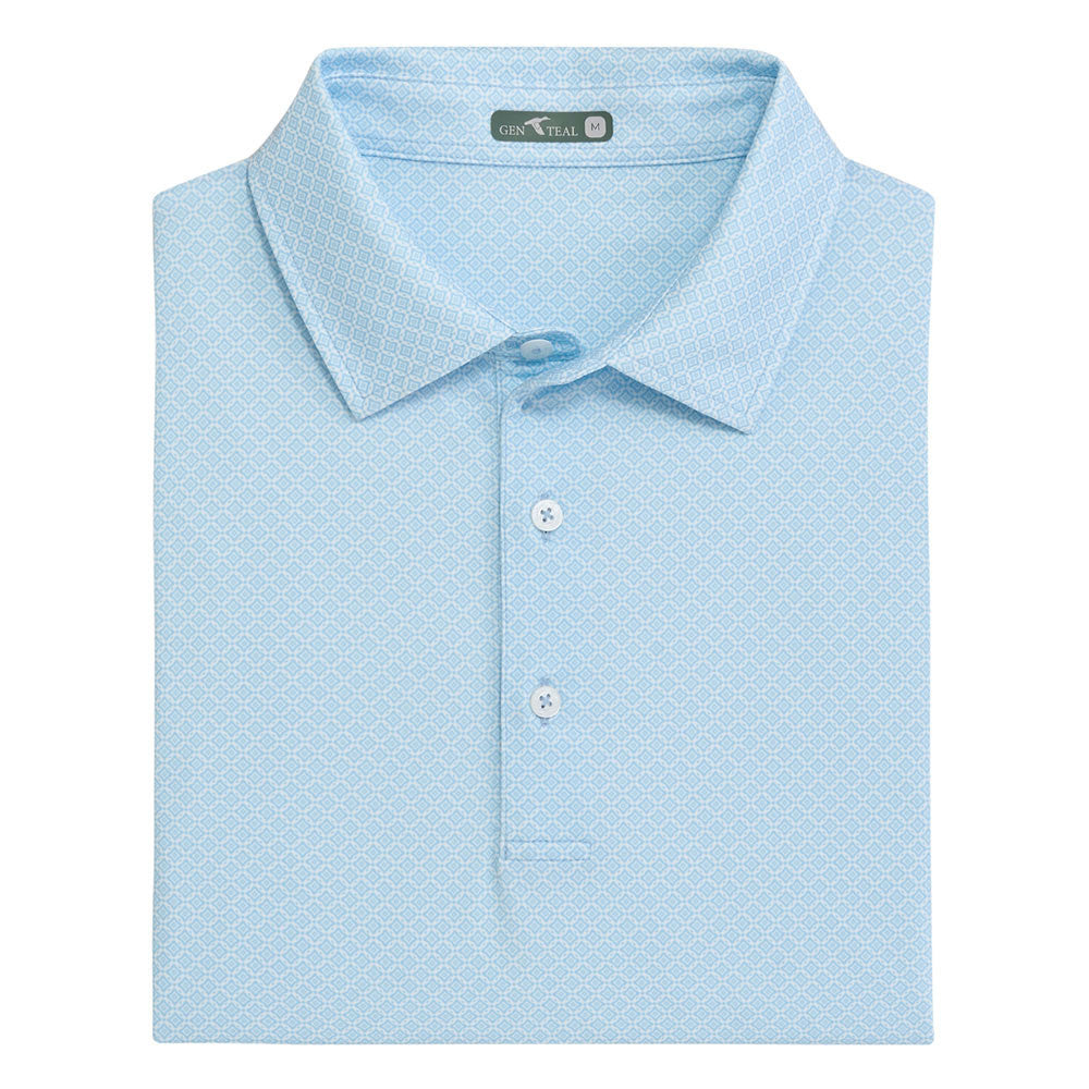 Blue Diamond Lattice Polo Heritage Blue