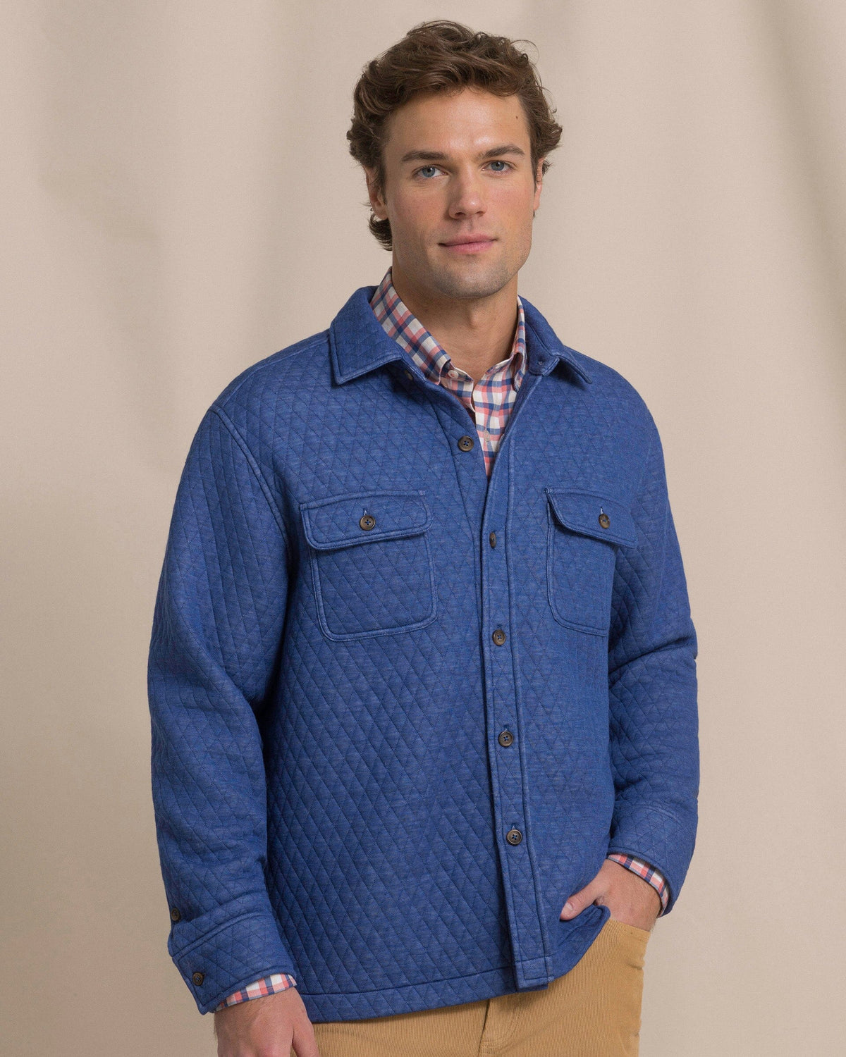 Quilted Knit Shacket Nautical Blue