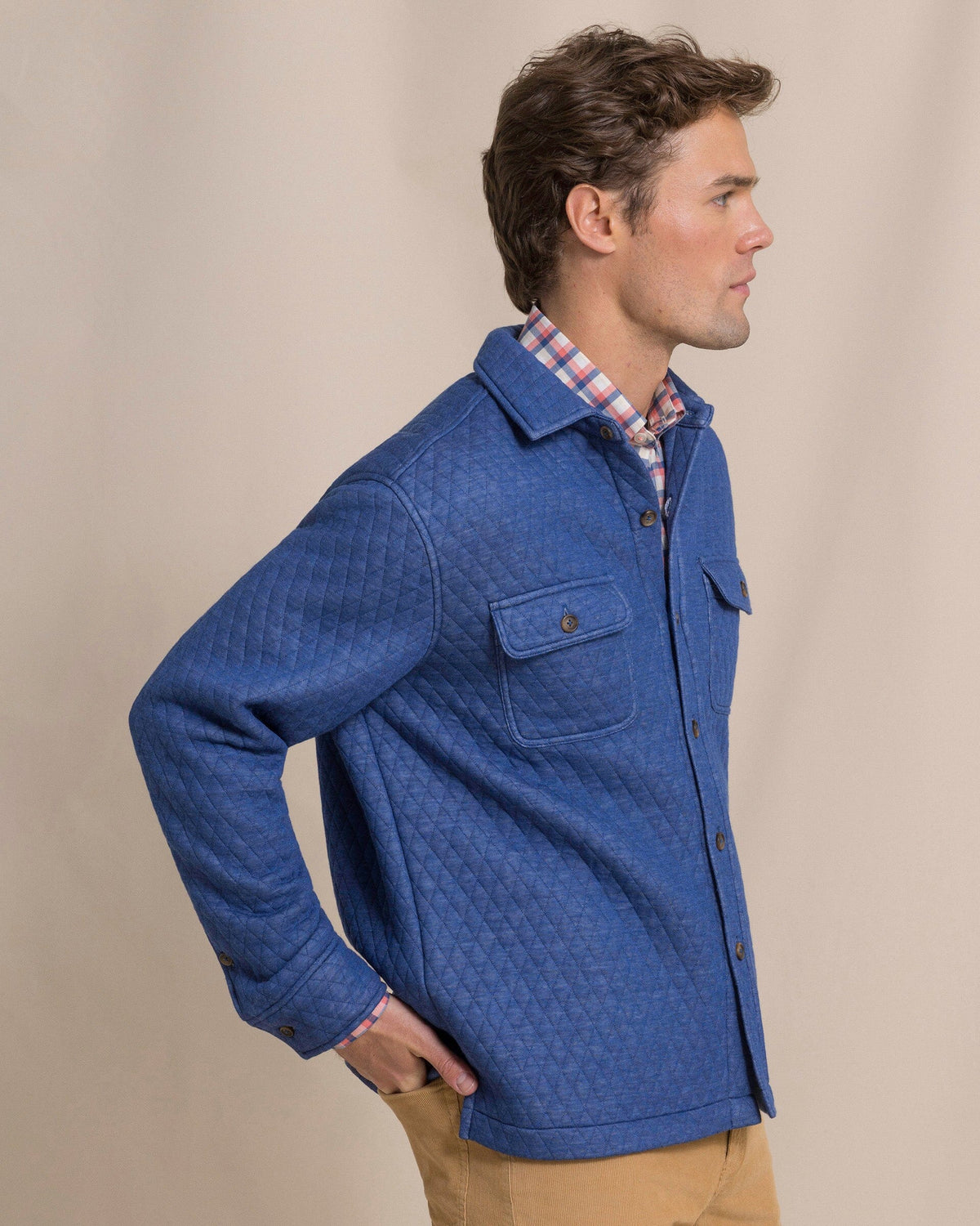 Quilted Knit Shacket Nautical Blue