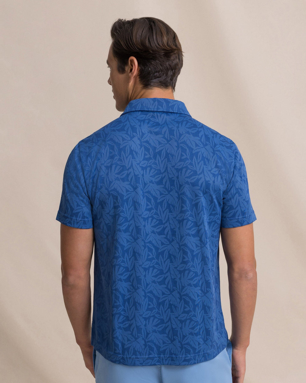Island Fronds Jaquard Polo Nautical Blue