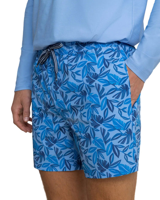 6" Island Fronds Swim Trunk Blue Stream