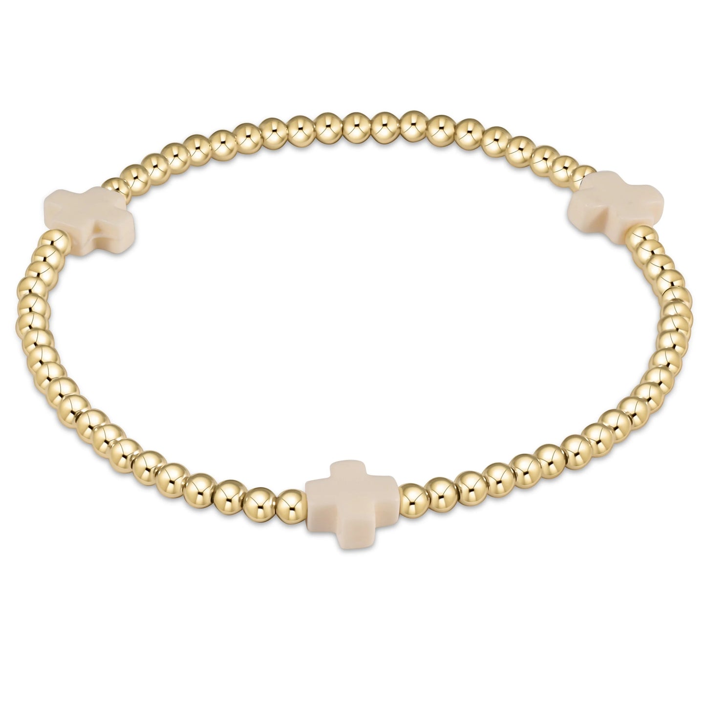 Signature Cross Gold Pattern 3mm Bead Bracelet