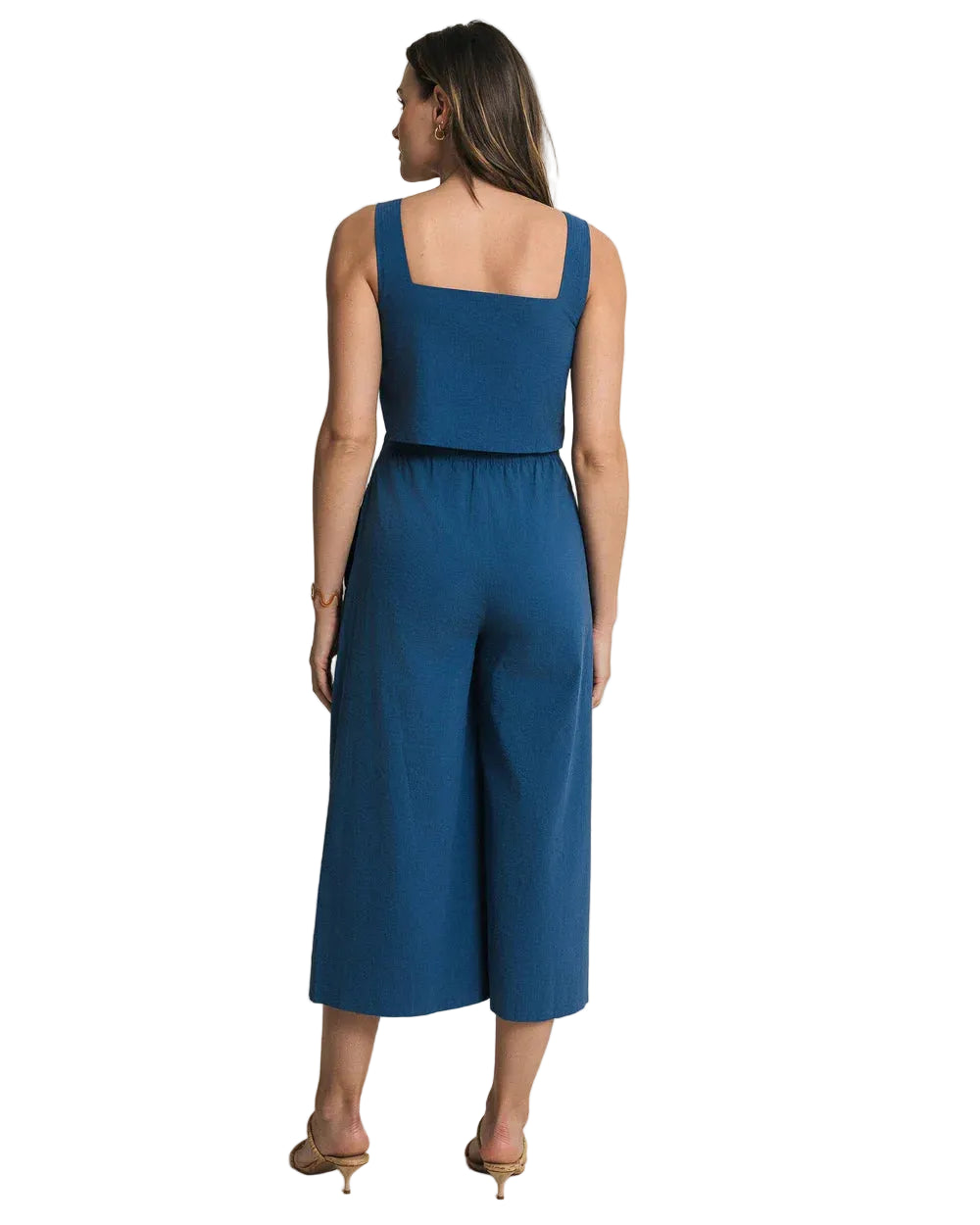Jill Seersucker Jumpsuit in Nautical Blue