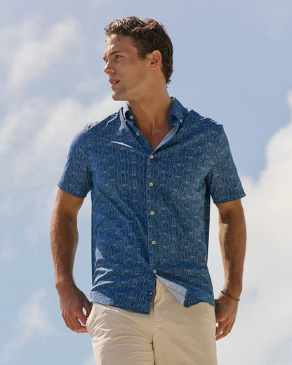 Coastal Breeze Nautical Flags SS Shirt Blue