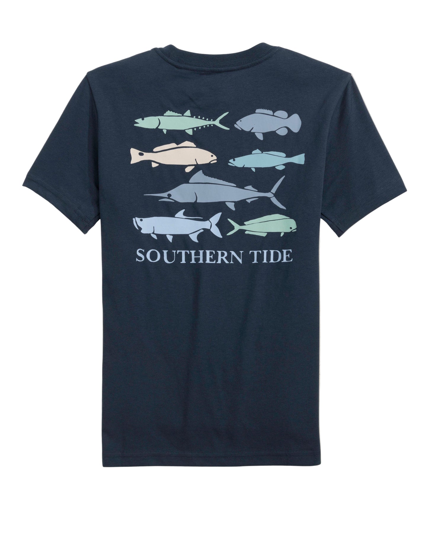 Youth Fish Stamp SS T-Shirt Dress Blue