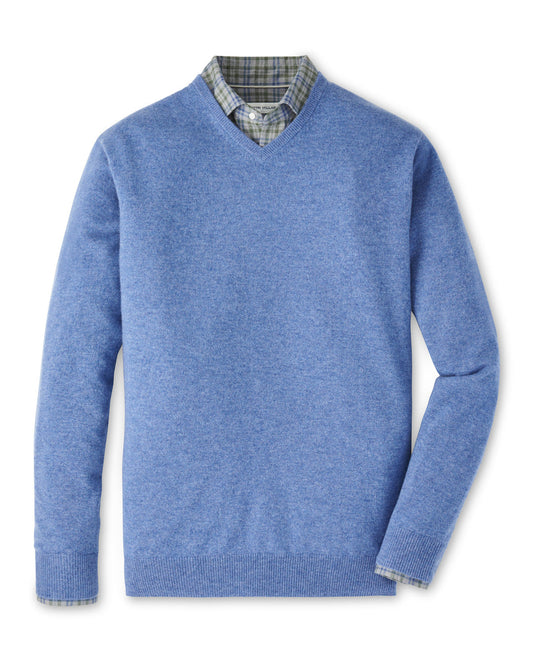 Crown Heritage Cashmere V-Neck Sweater Astral Blue