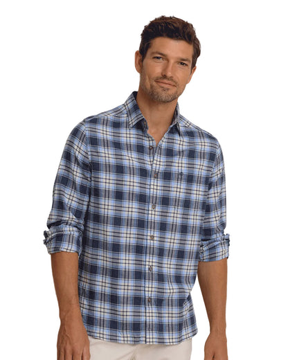 Ashborough Plaid Brushed Twill Shirt Dress Blue