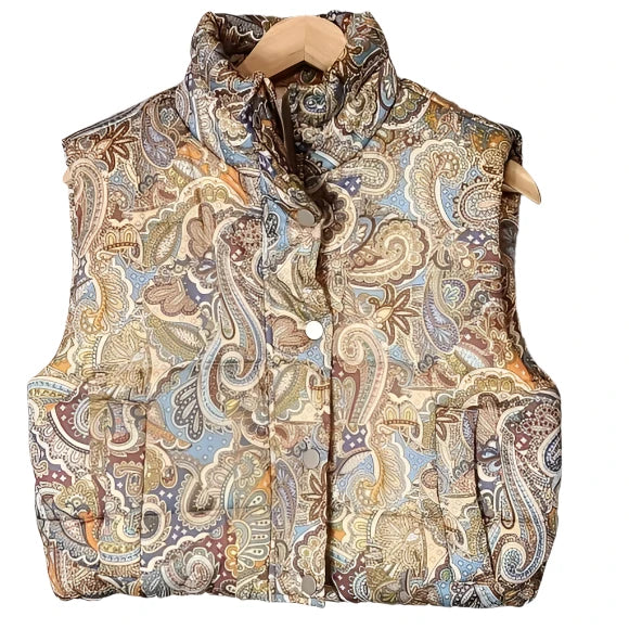 Ws Paisley Print Puff Vest Multi - Beau Outfitters