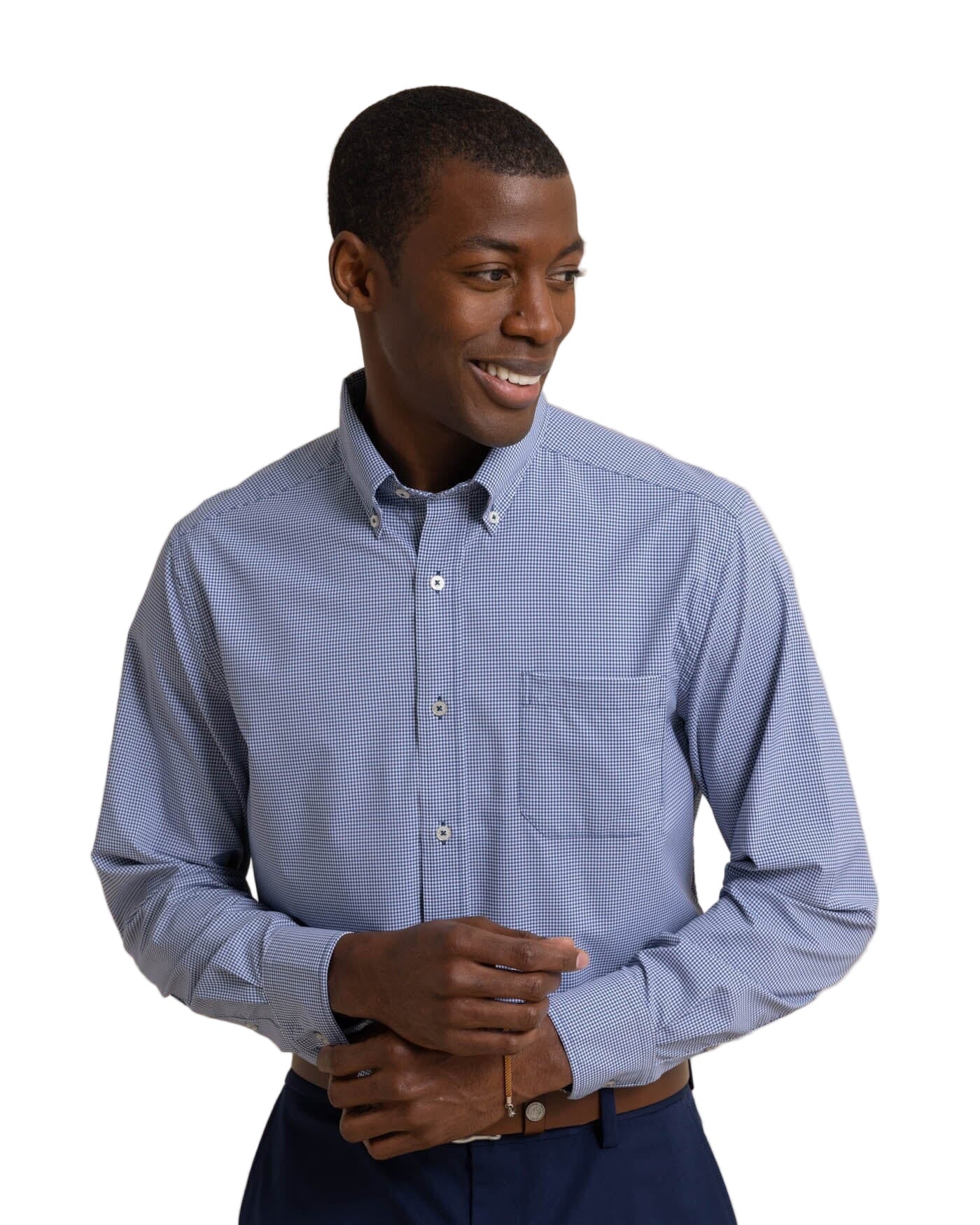 Brrr IC Micro Gingham Shirt Seven Seas Blue