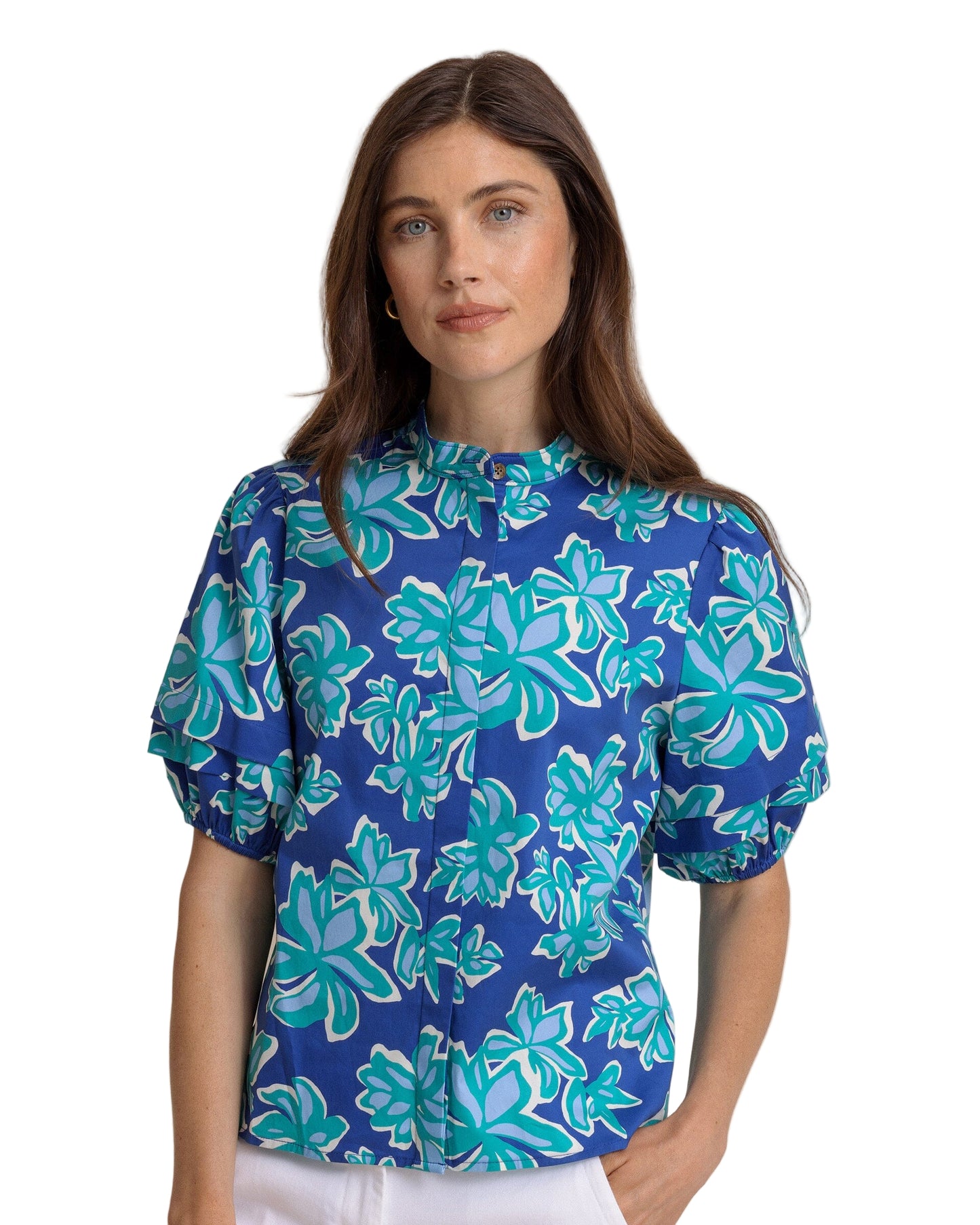 Ws Payge Poplin Top Surf Blue