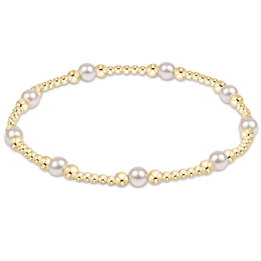 Classic Purpose Pattern 4mm Bead Bracelet Pearl