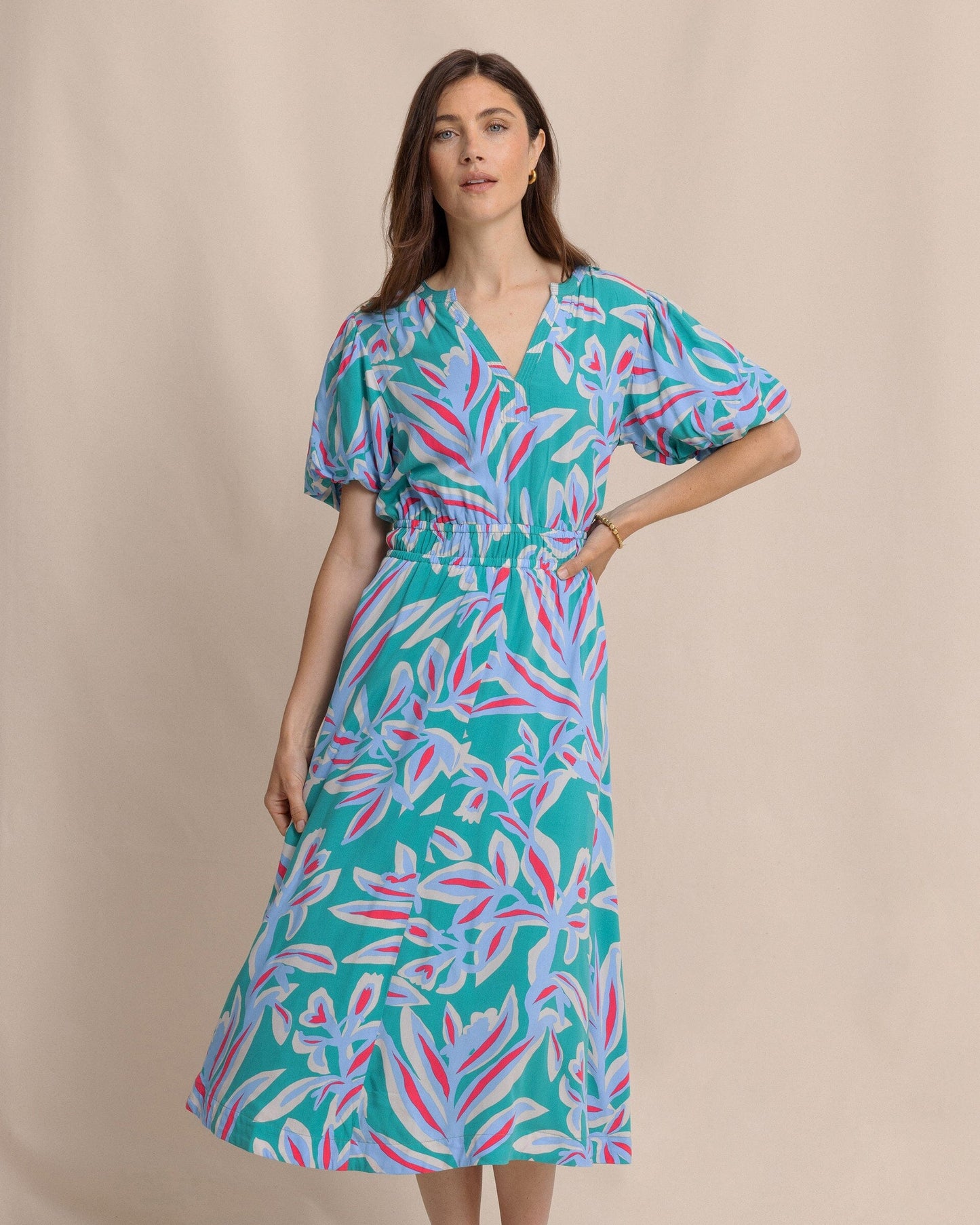 Ws Penni Vintage Gardens Midi Dress Spruce Shade