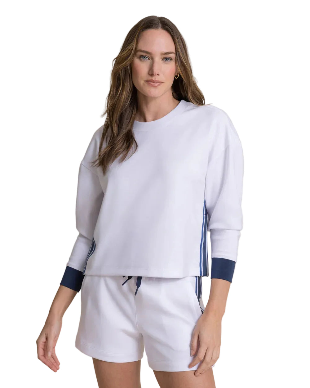 Ws Sabina Side Stripe Sweatshirt Classic White