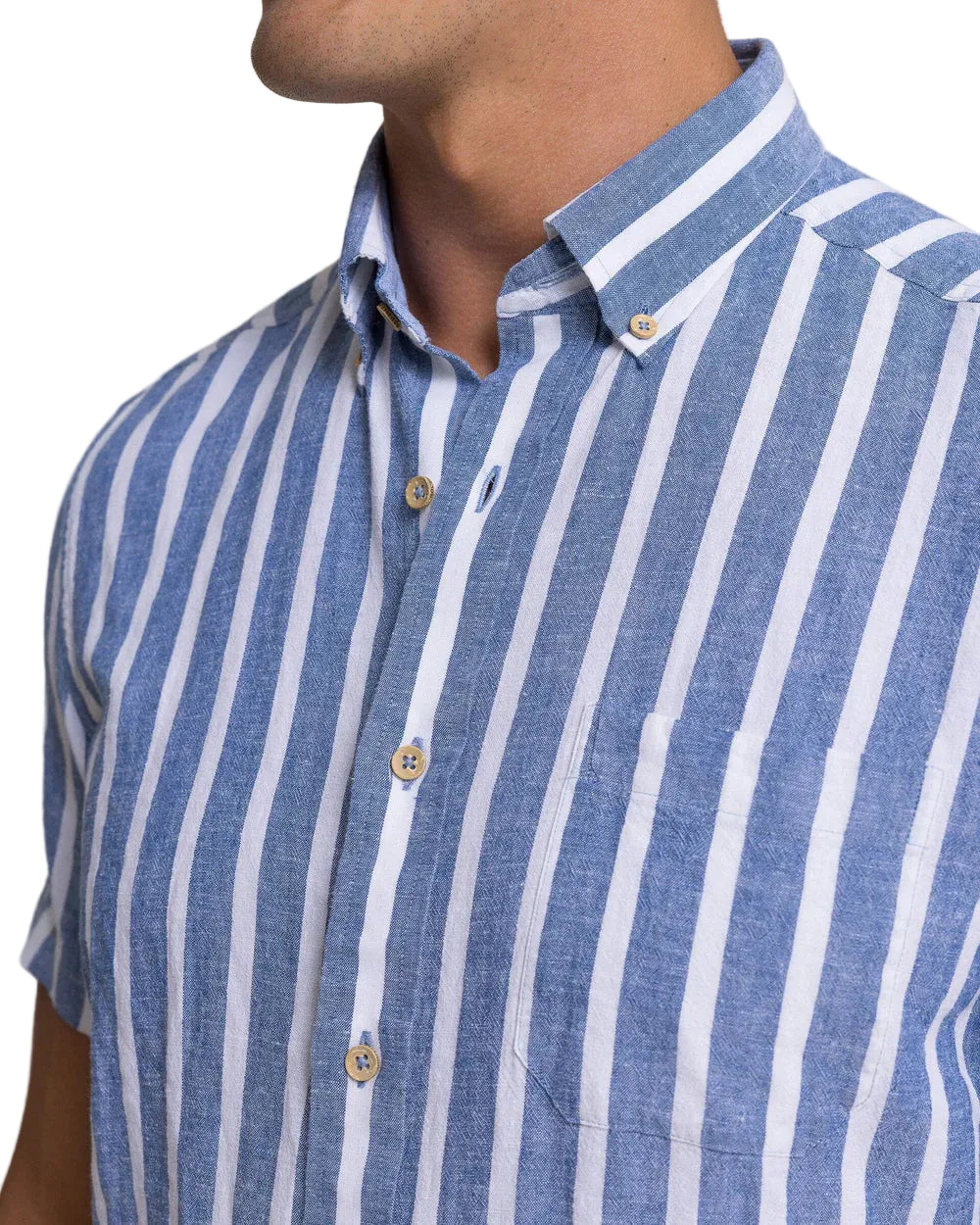 Seamark Stripe Linen/Rayon SS Shirt