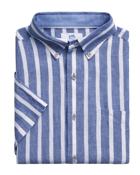 Seamark Stripe Linen/Rayon SS Shirt
