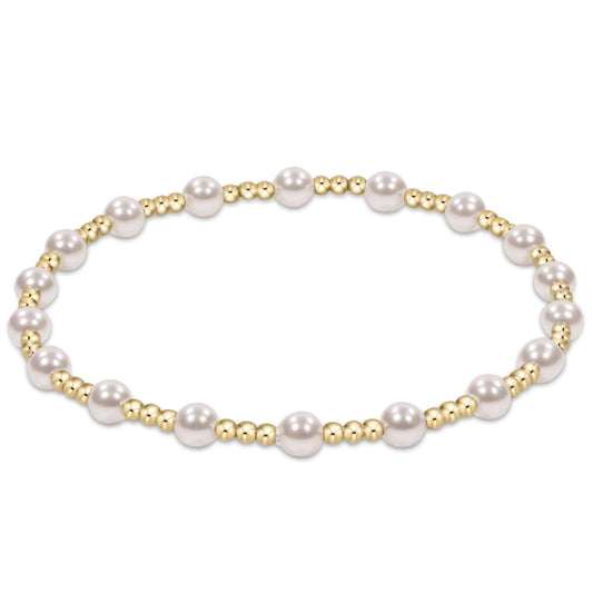 Classic Sincerity Pattern 4mm Bead Bracelet Pearl - Beau Outfitters
