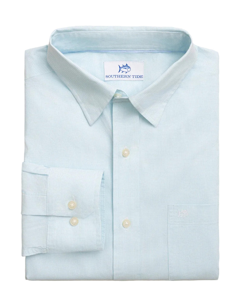 Screen Porch Plaid Charleston Shirt in Tropical Breeze Blue