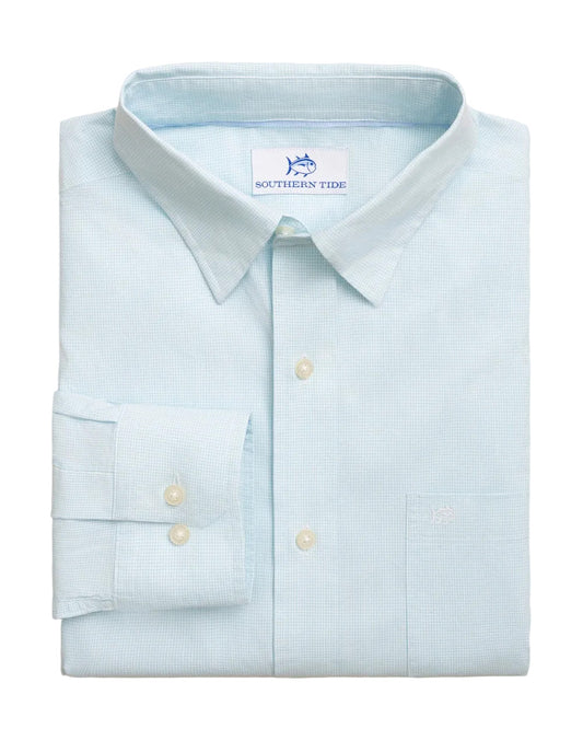 Screen Porch Plaid Charleston Shirt in Tropical Breeze Blue