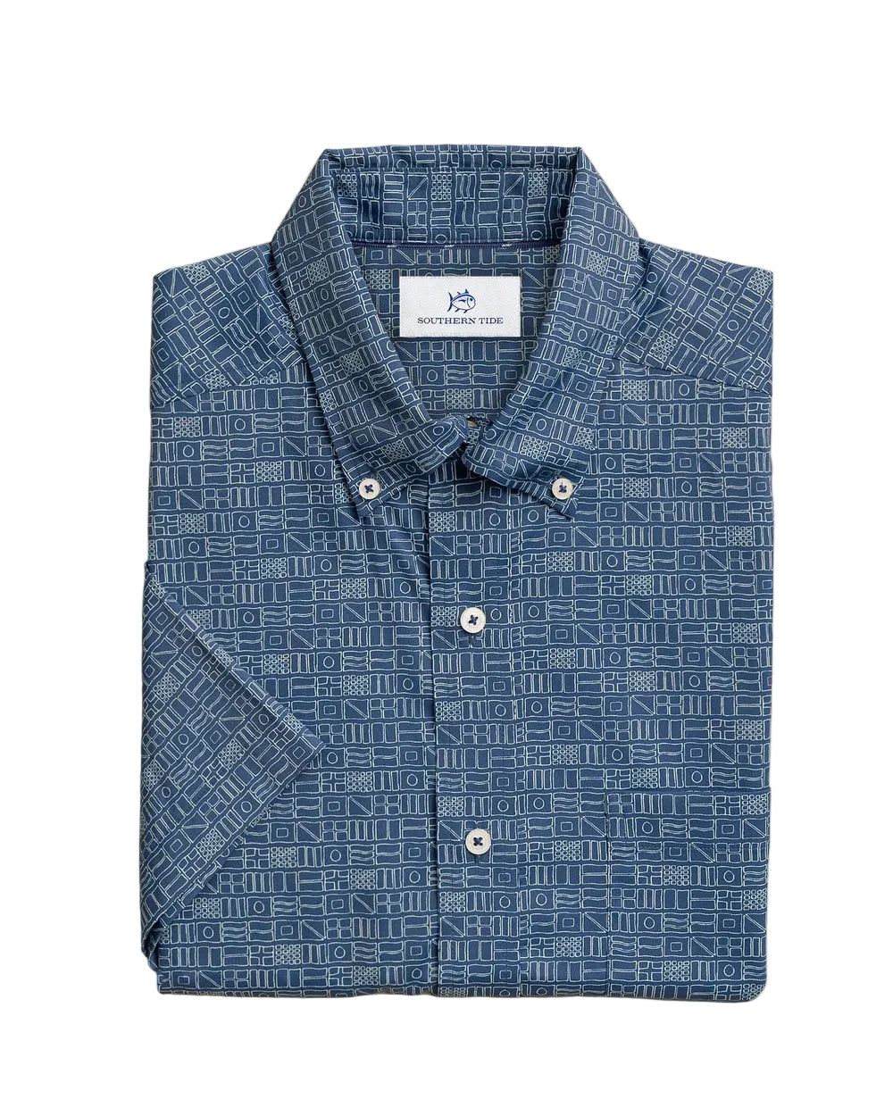 Coastal Breeze Nautical Flags SS Shirt Blue