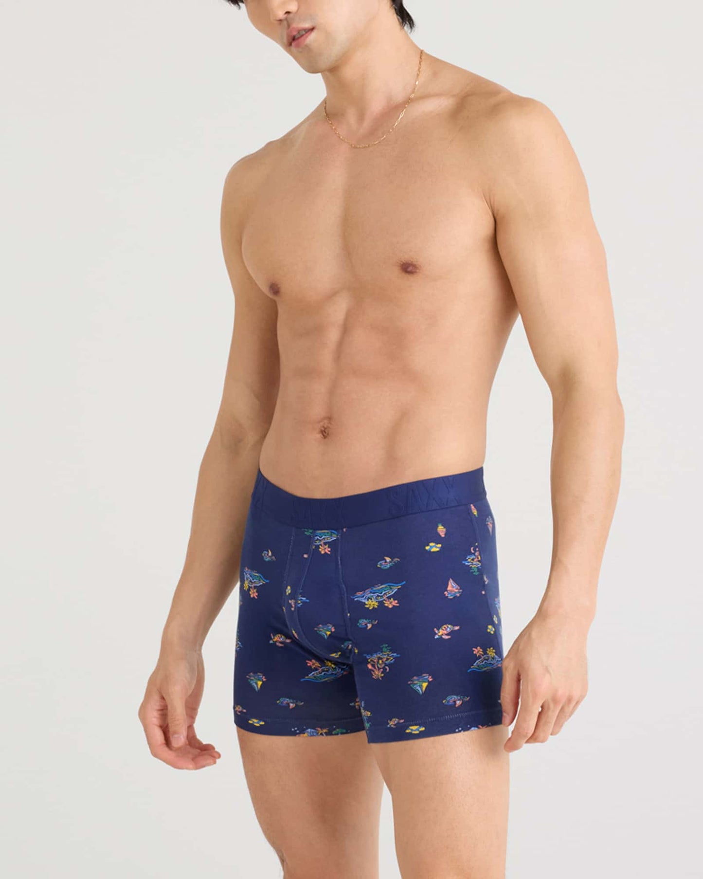 Cooling Cotton Boxer Brief Island Life Midnight