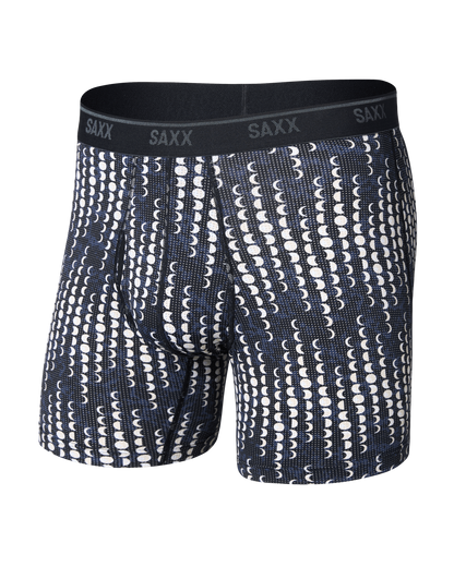 SAXX Quest boxer briefs navy blue moon phases print black waistband