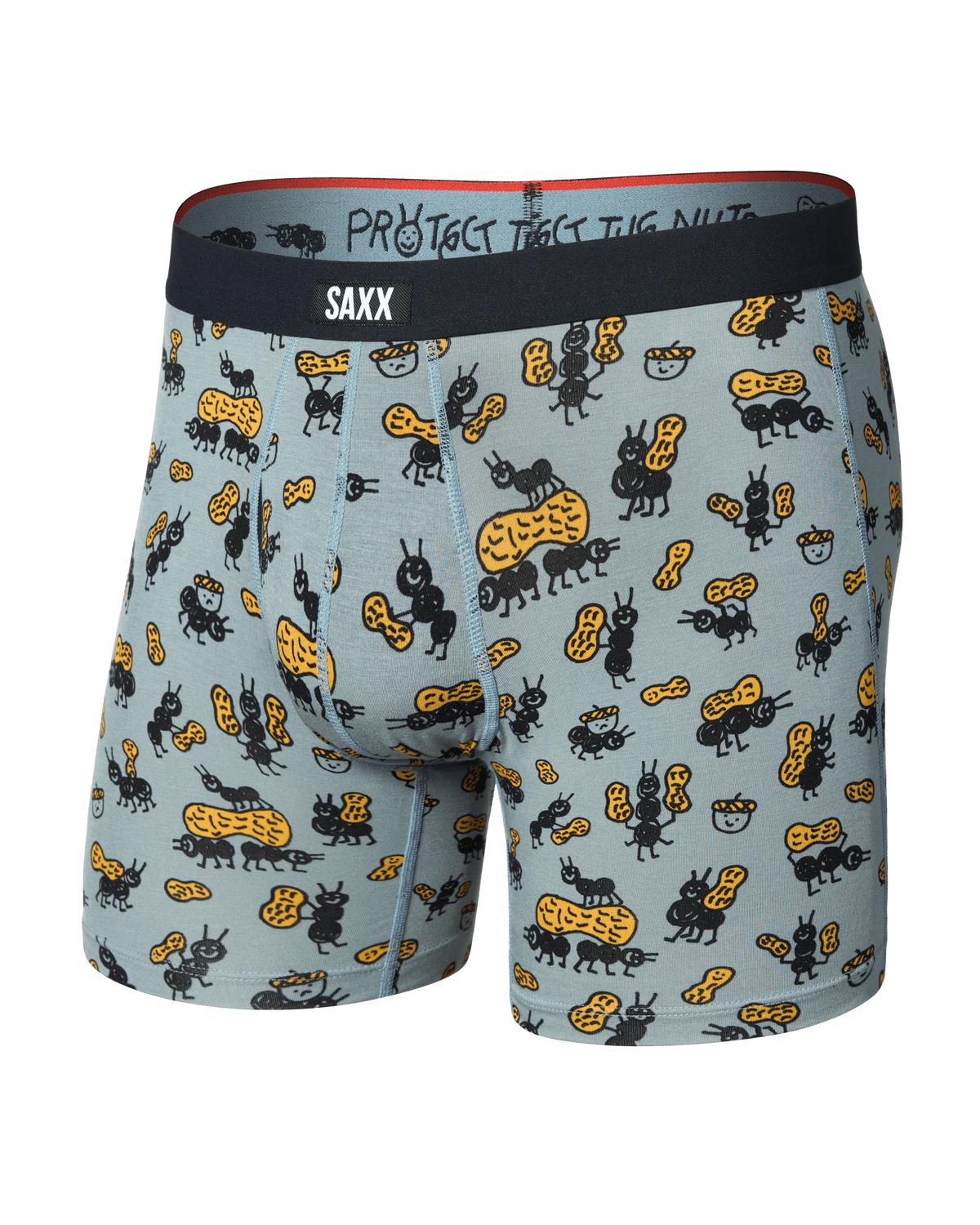 SAXX Vibe Xtra boxer briefs in blue with ant and peanut allover print