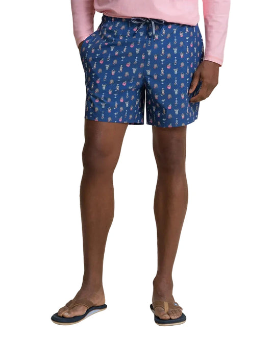 6" Tropical Tango Swim Trunk Nautical Blue