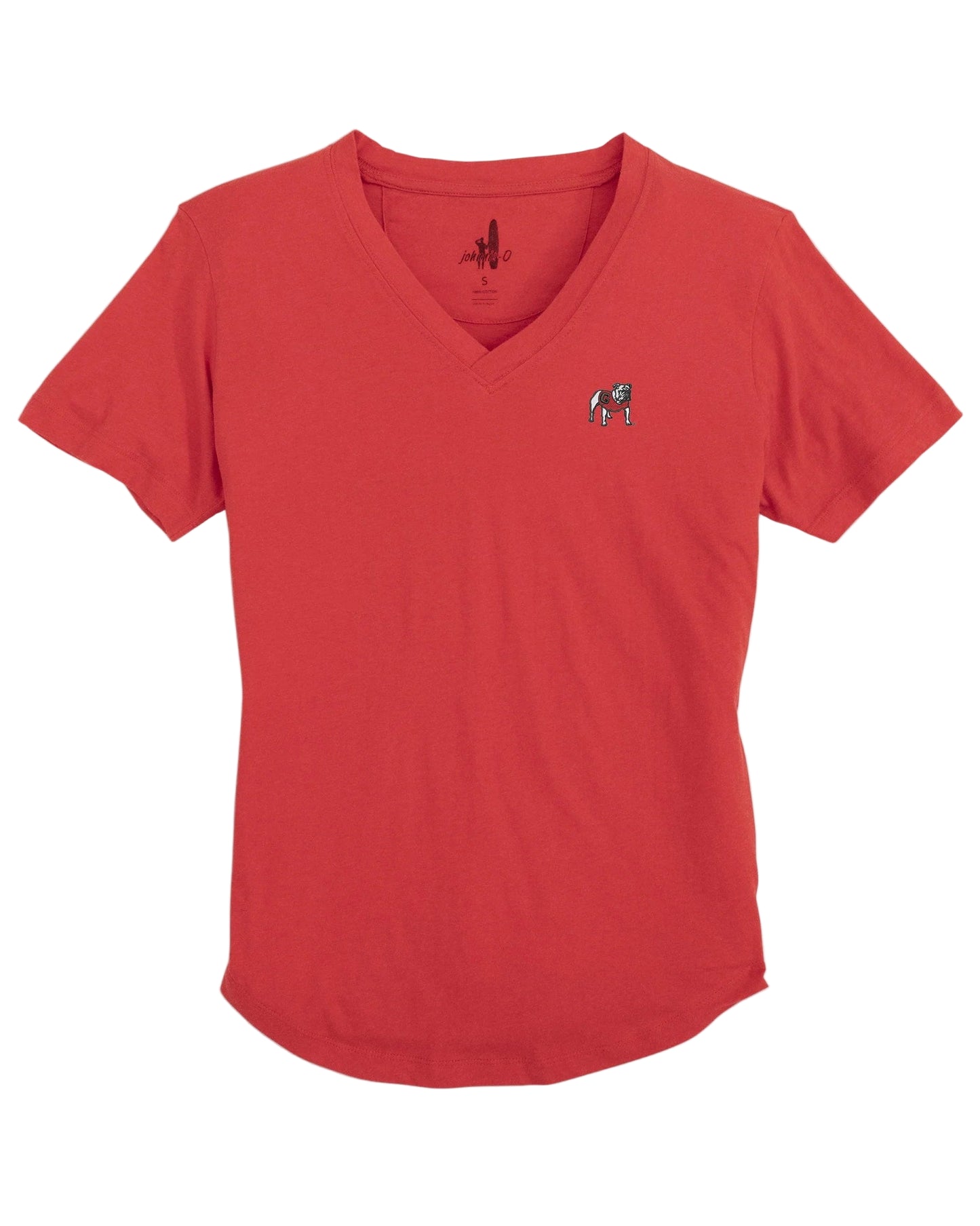 Womens University of Georgia Bulldog Merediths V-Neck Short Sleeve T-Shirt Red