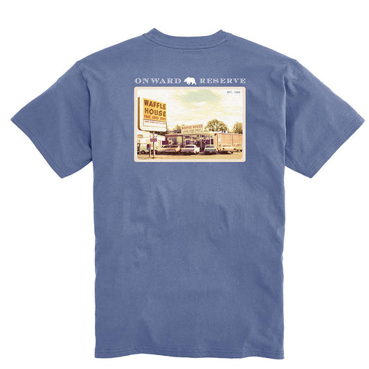 Waffle House Postcard SS T-Shirt Washed Blue