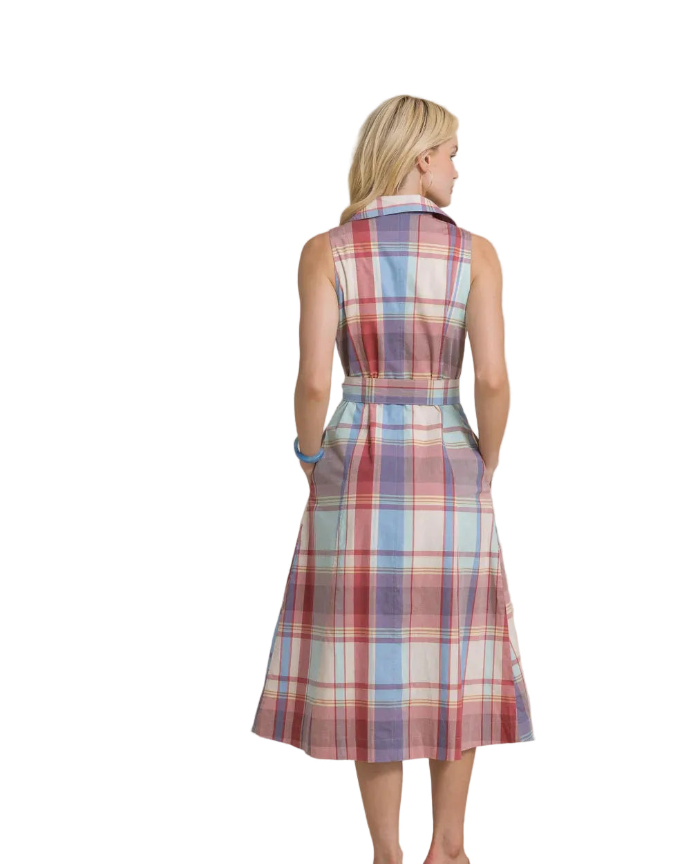 Whitley Madras Midi Dress White Sand