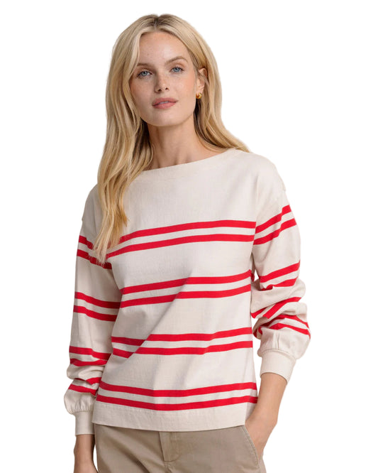 Ws Zayla LS Striped Top Sand White