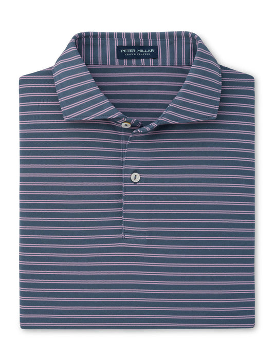 Peter Millar Crown Crafted striped polo shirt in navy and pink horizontal stripes