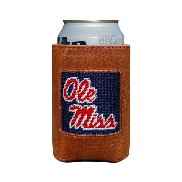 Ole Miss Leather Needlepoint Koozie