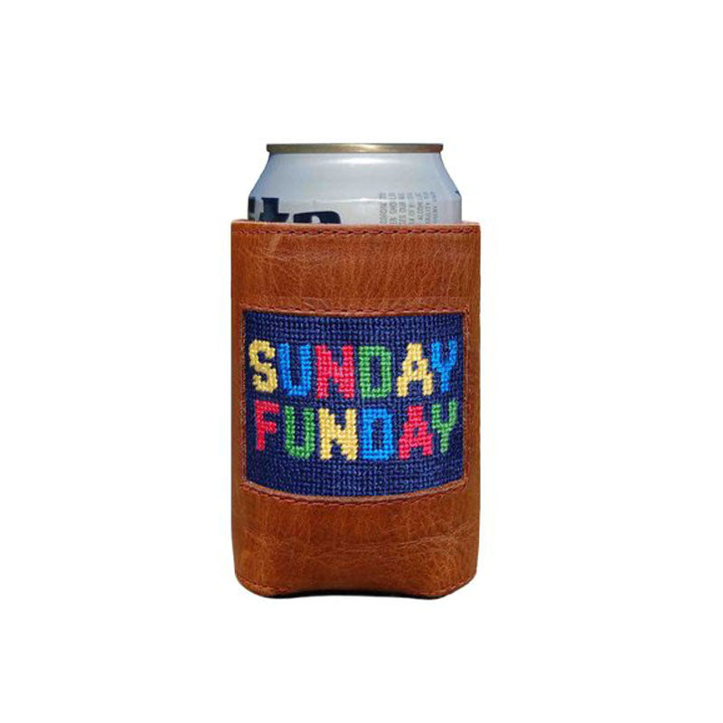 Sunday Funday Leather Needlepoint Koozie - Beau Outfitters