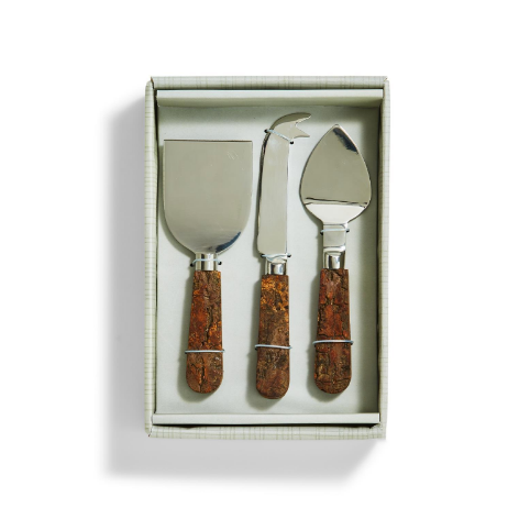 Bark Handle Cheese Knives Set of 3