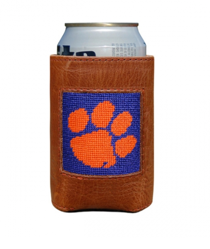 Clemson (Purple) Leather Needlepoint Koozie - Beau Outfitters