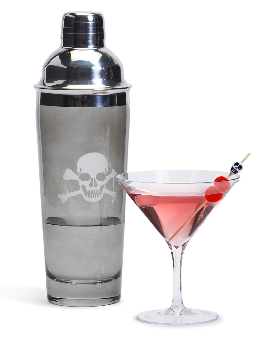 Skull & Bones Smoke Glass Cocktail Shaker w/ Skull Picks - Beau Outfitters