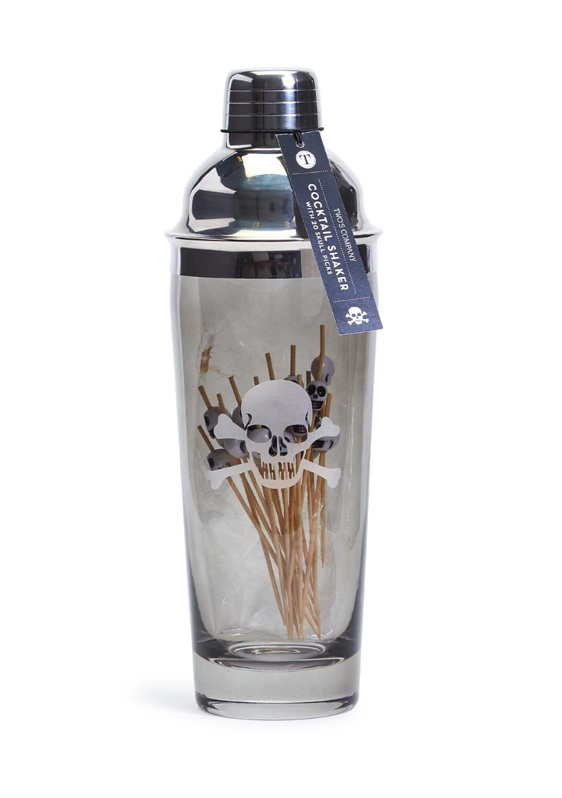 Skull & Bones Smoke Glass Cocktail Shaker w/ Skull Picks - Beau Outfitters