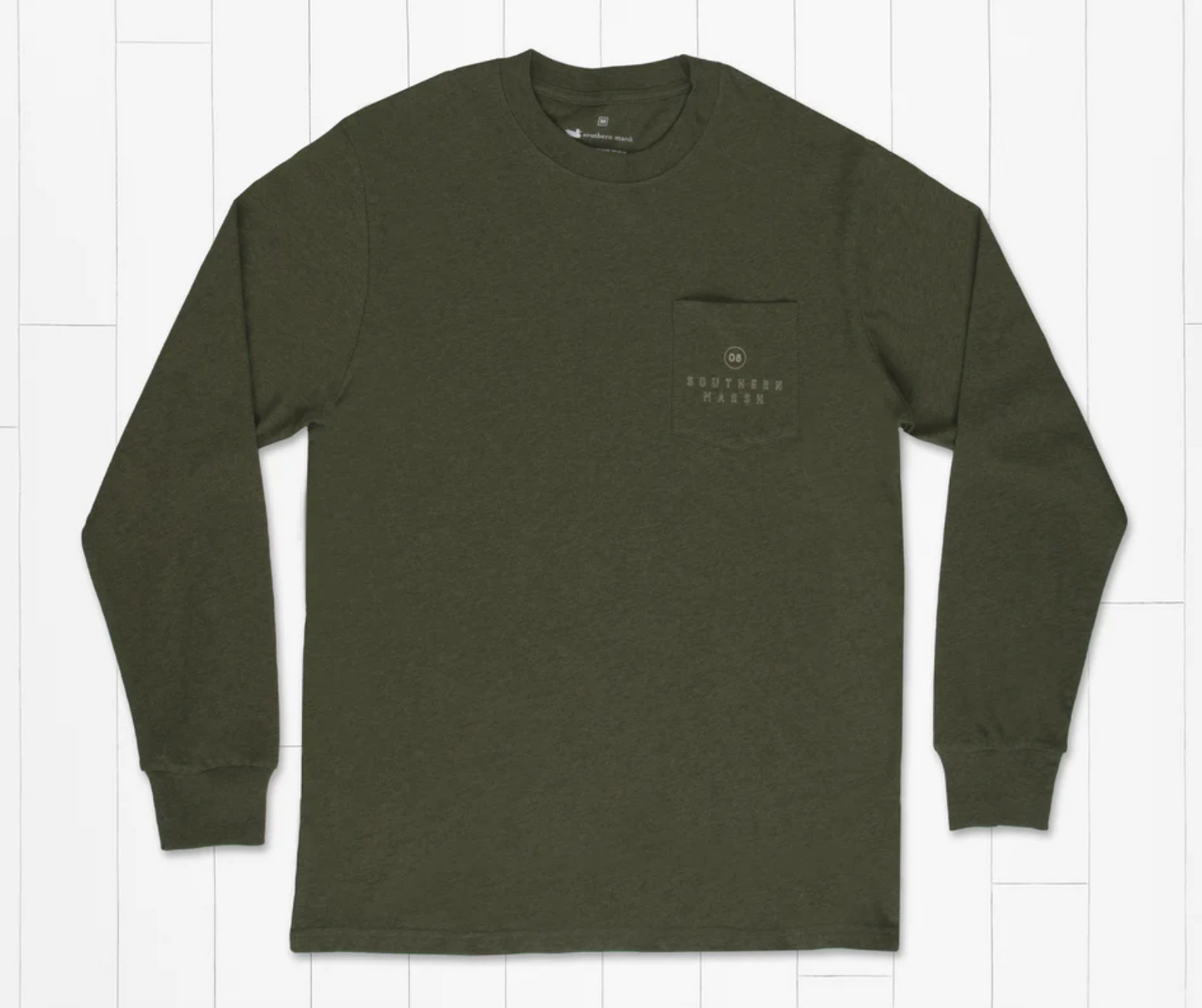 Original Outline LS T-Shirt Washed Dk Green