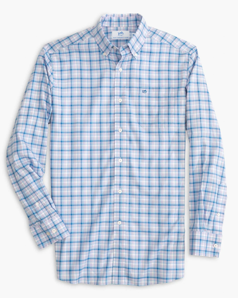 SJ Palermo Plaid LS Sport Shirt Orchid Petal - Beau Outfitters