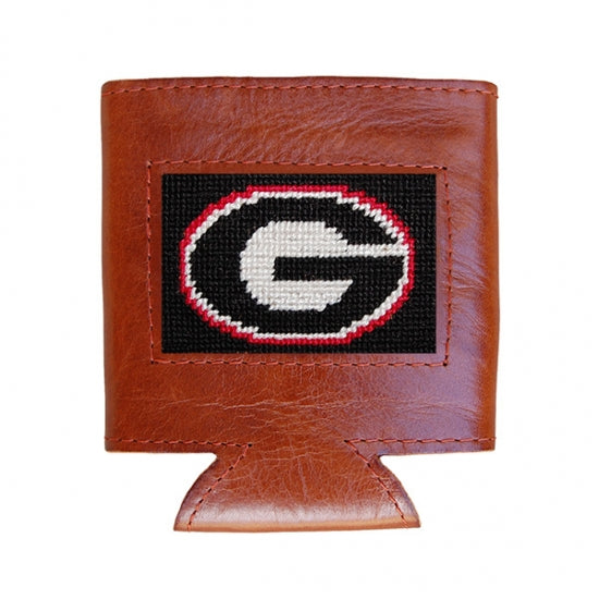 University of Georgia (Black) Leather Needlepoint Koozie - Beau Outfitters